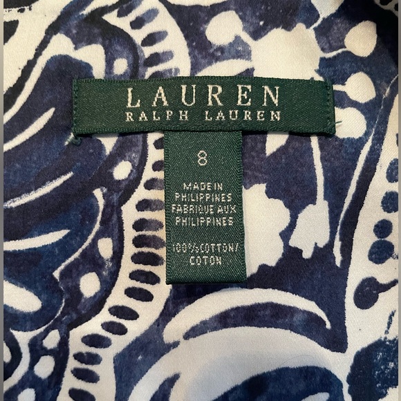 Lauren Ralph Lauren Batik Paisley Blue White Skirt Size 8 100% Cotton NWT - Picture 2 of 7